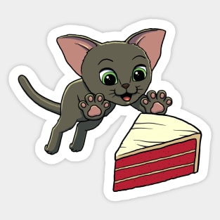 Oriental Shorthair Cat excited to eat Red Velvet Cake Sticker